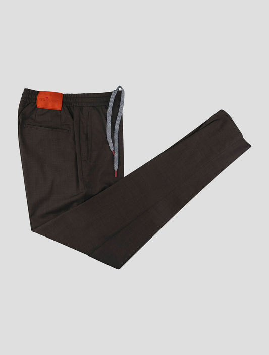 Kiton Dark Brown Wool Ea Pants