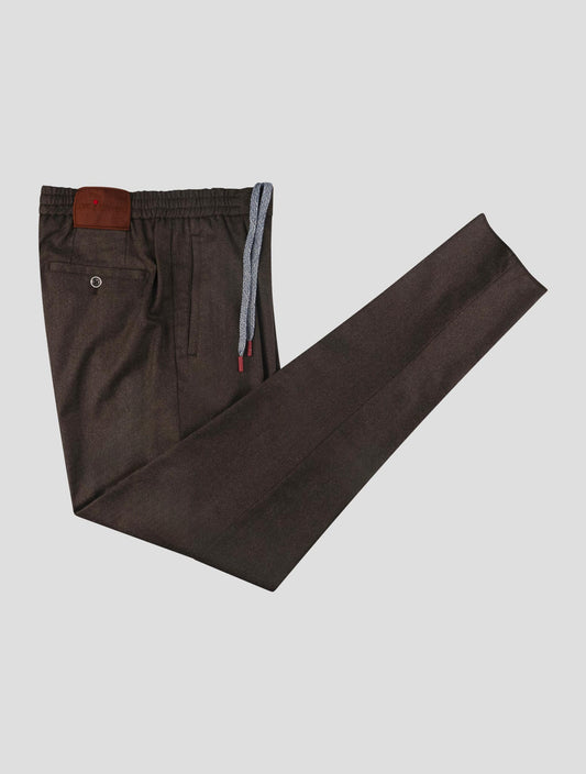 Kiton Dark Brown Virgin Wool Pants