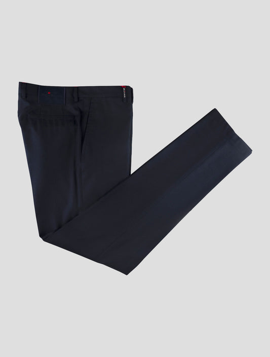 Kiton Blue Wool Dress Pants