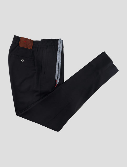 Kiton Black Cashmere Virgin Wool Ea Pants