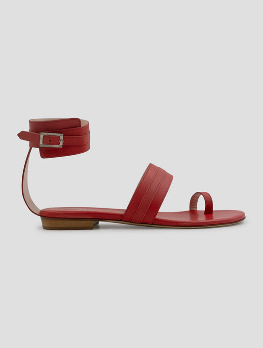 Kiton Red Leather Sandals Women