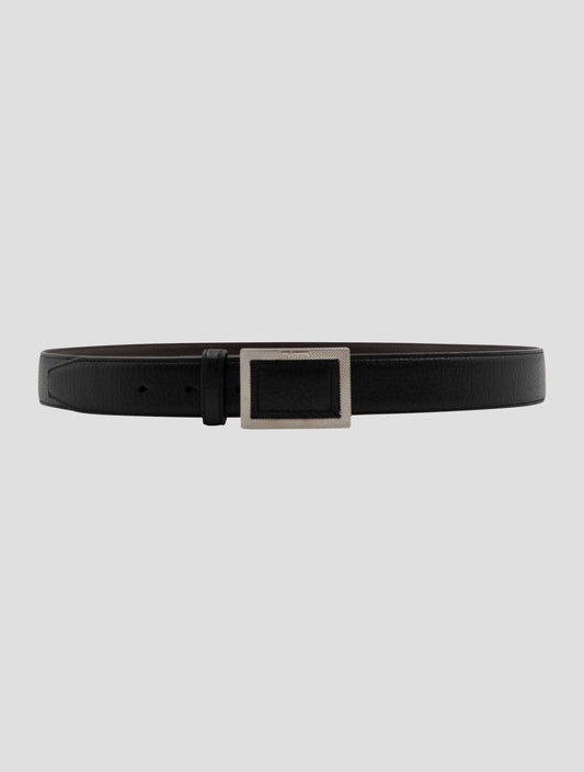 Kiton Black Leather Deer Belt Women