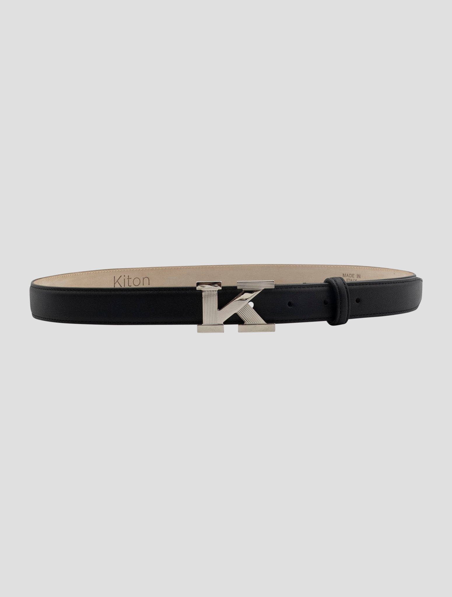 Kiton Black Leather Calf Belt Women