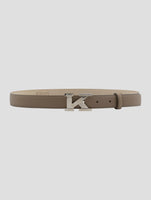 Kiton Taupe Leather Belt Women