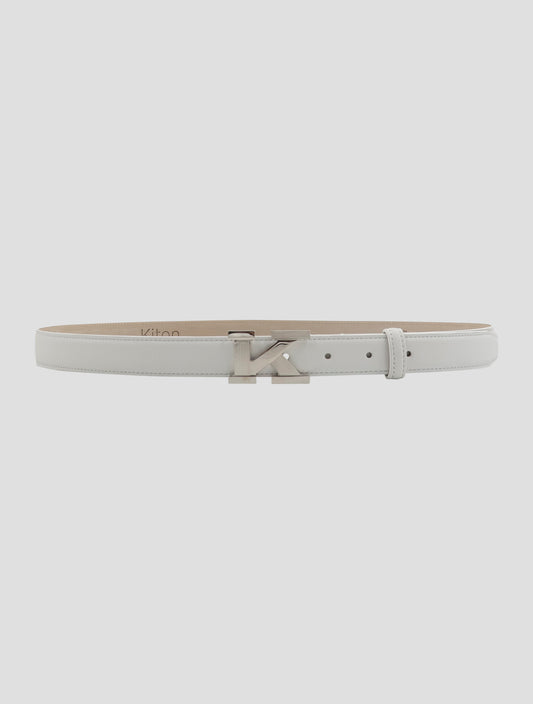 Kiton White Leather Belt Women