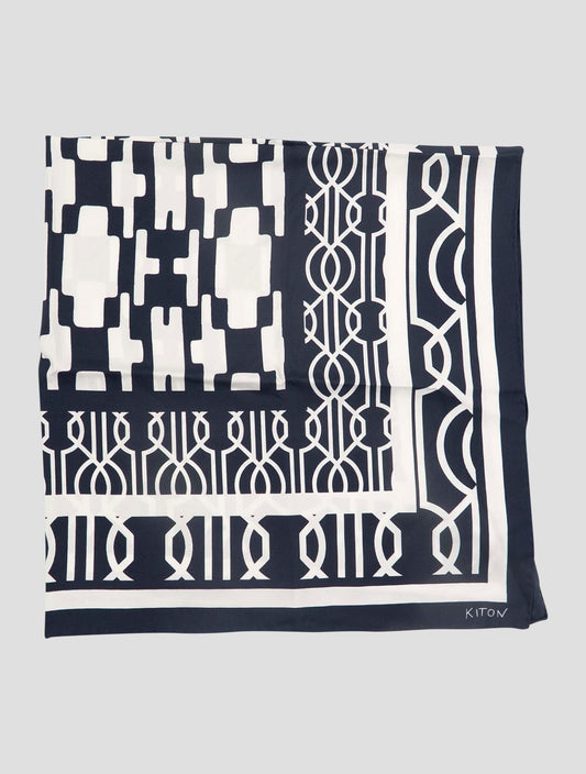 Kiton Blue White Silk Foulard Women
