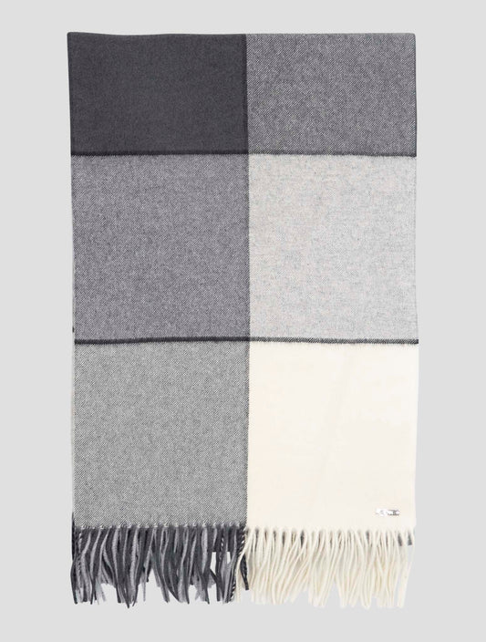 Kiton Gray White Cashmere Scarf Women 70x210