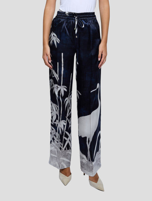 Kiton Blue Silk Pants Women