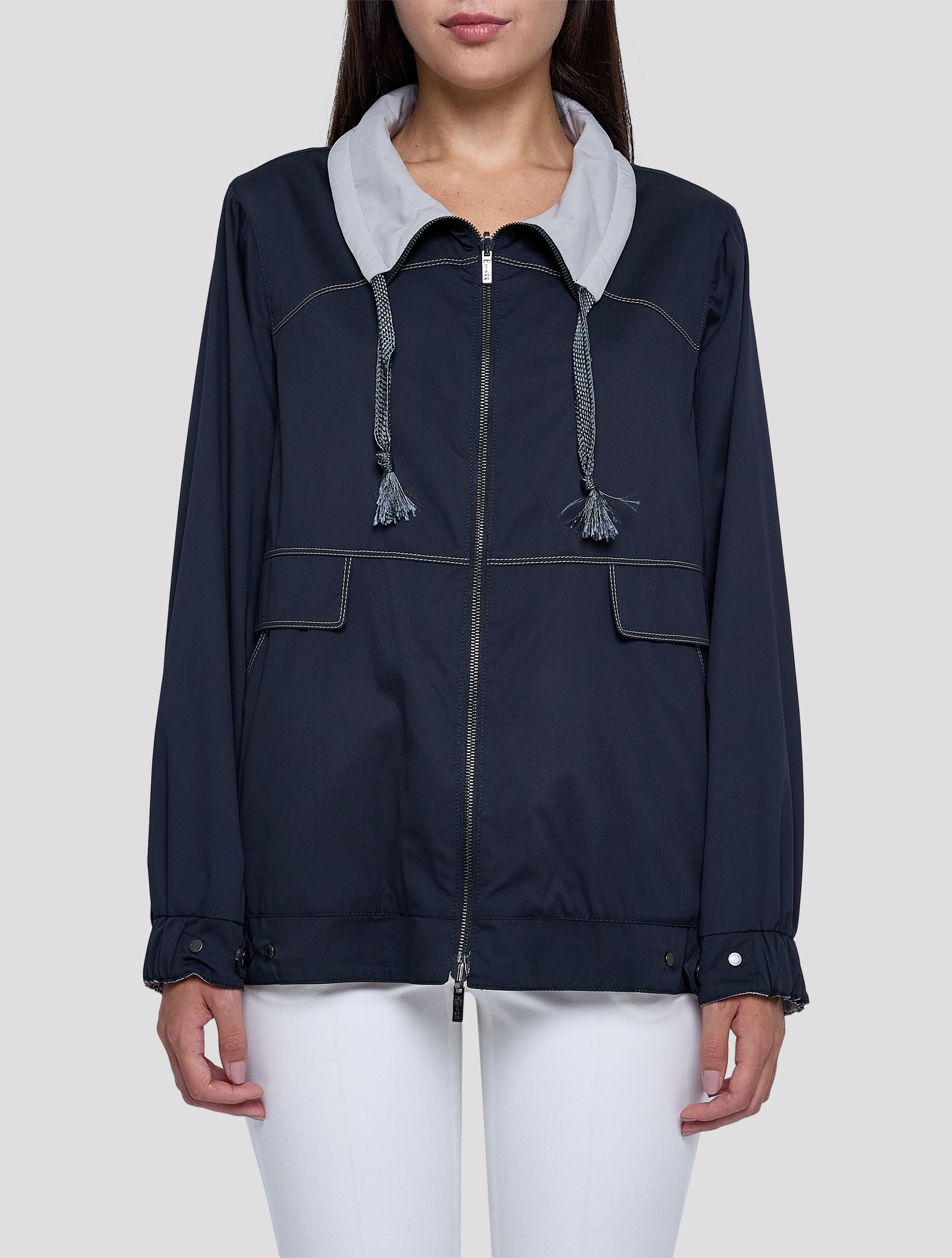 Kiton Gray Silk Reverse Coat Women