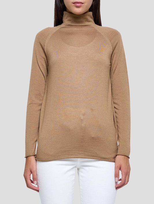 Kiton Brown Cashmere Silk Sweater Turtleneck