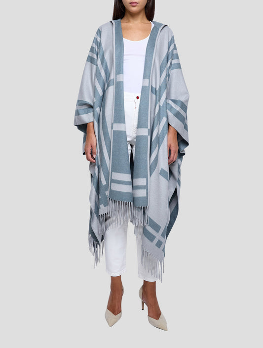 Kiton Gray Silk Cashmere Poncho Women