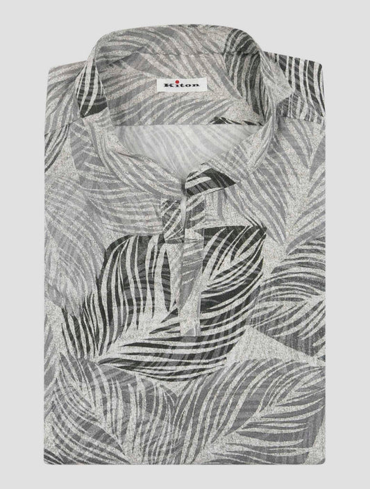 Kiton Green Gray Cotton Korean Shirt