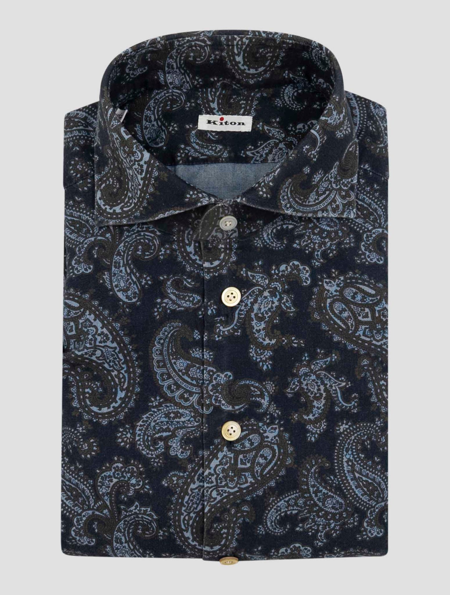 Kiton Blue Brown Cotton Shirt