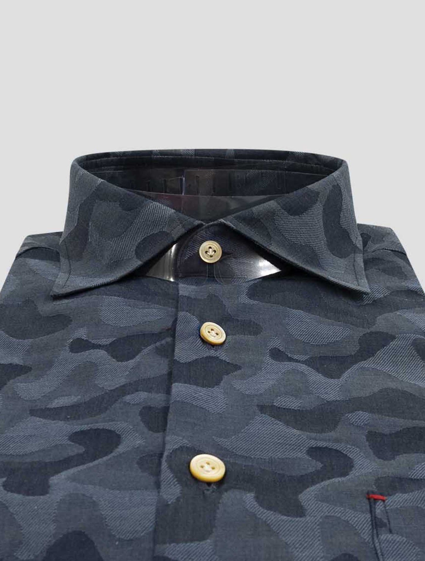 Kiton Blue Cotton Linen Shirt Nerano
