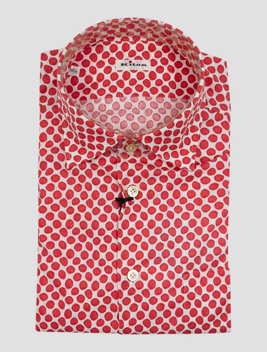 Kiton Red White Cotton Shirt Nerano