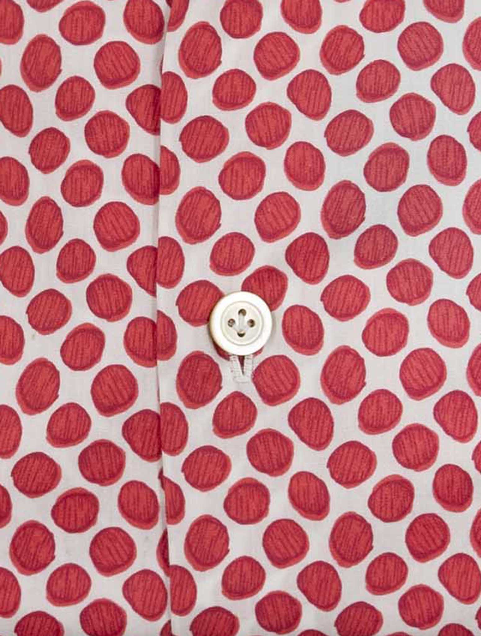 Kiton Red White Cotton Shirt Nerano