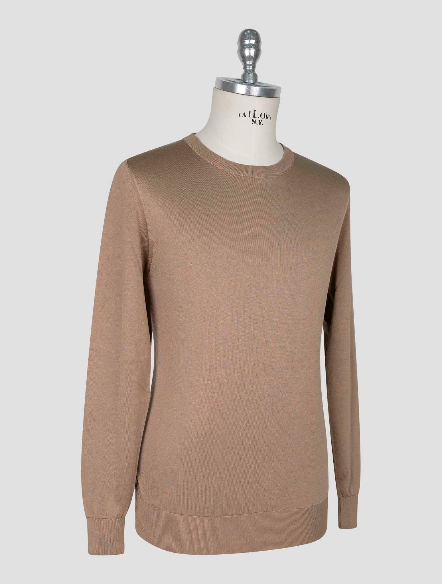 Kiton Brown Silk Sweater Crewneck
