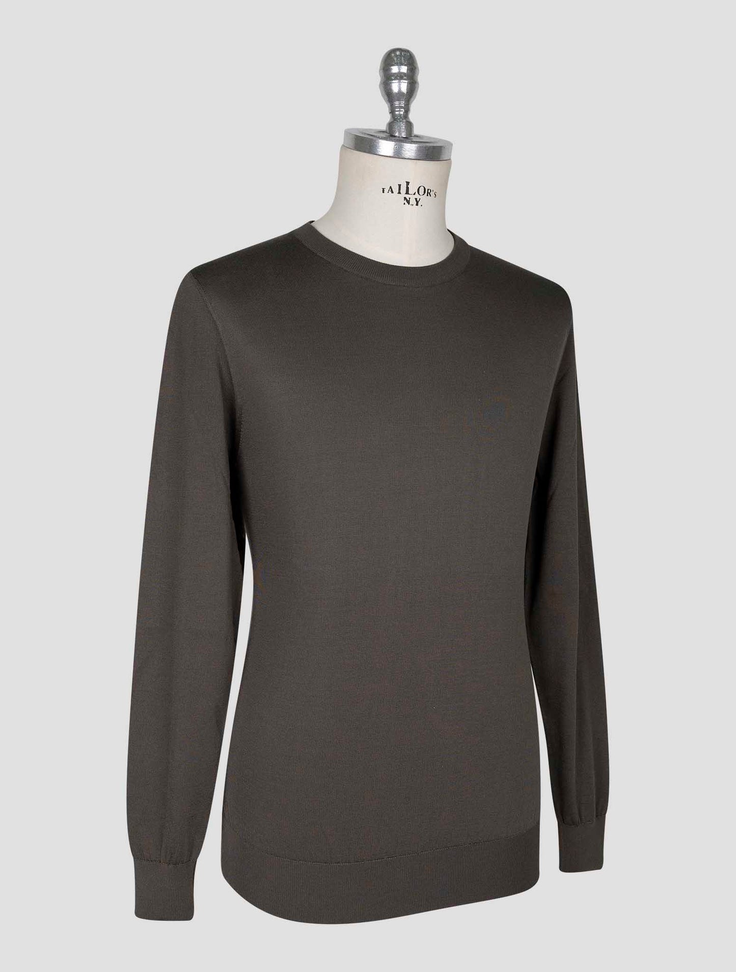 Kiton Taupe Silk Sweater Crewneck
