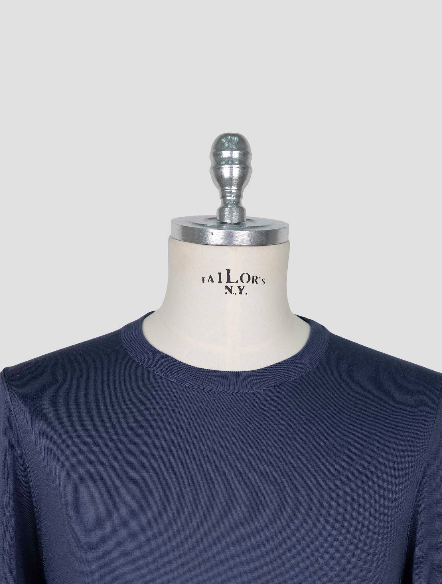 Kiton Blue Silk Sweater Crewneck