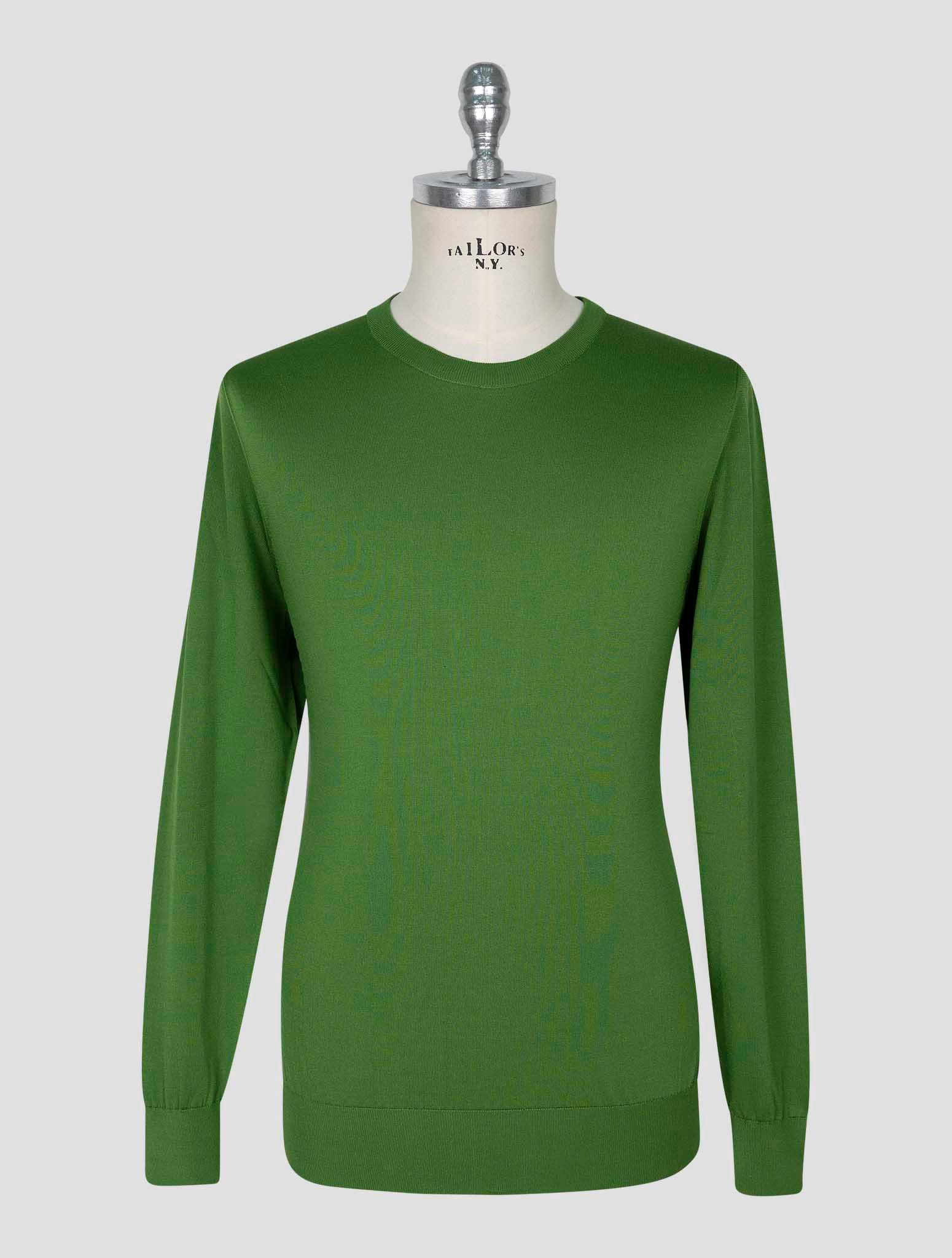 Kiton Green Silk Sweater Crewneck