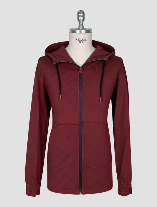 Kiton Burgundy Cotton Ea Sweater Full Zip
