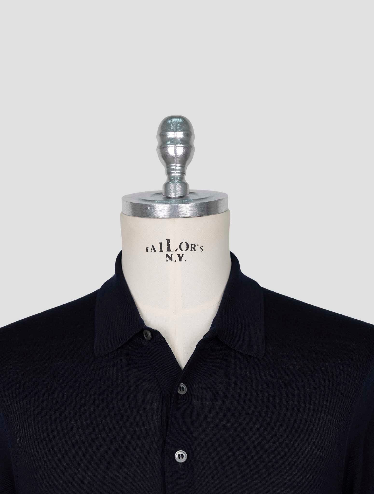 Kiton Dark Blue Wool Sweater Polo