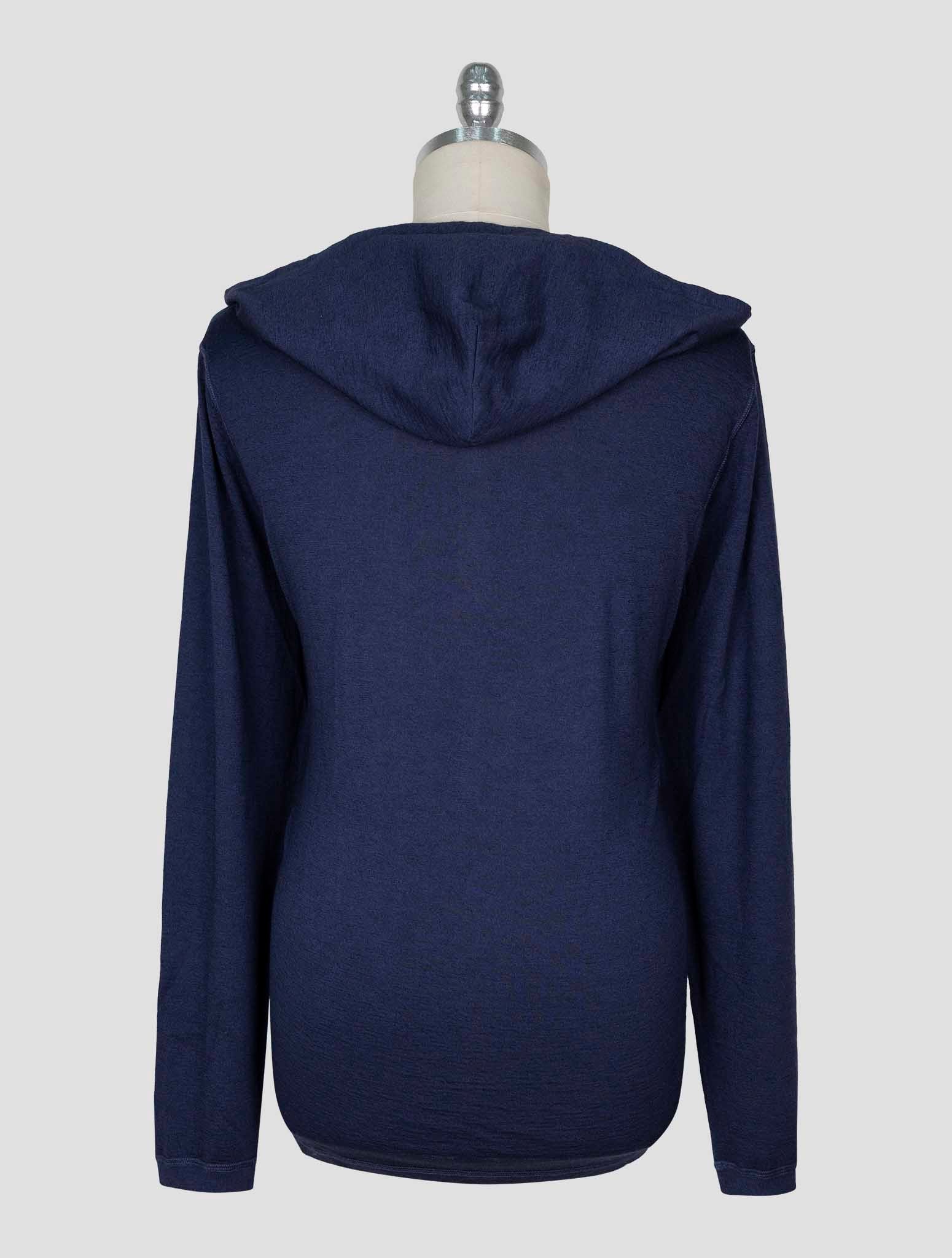 Kiton Blue Cashmere Silk Sweater Hoodie