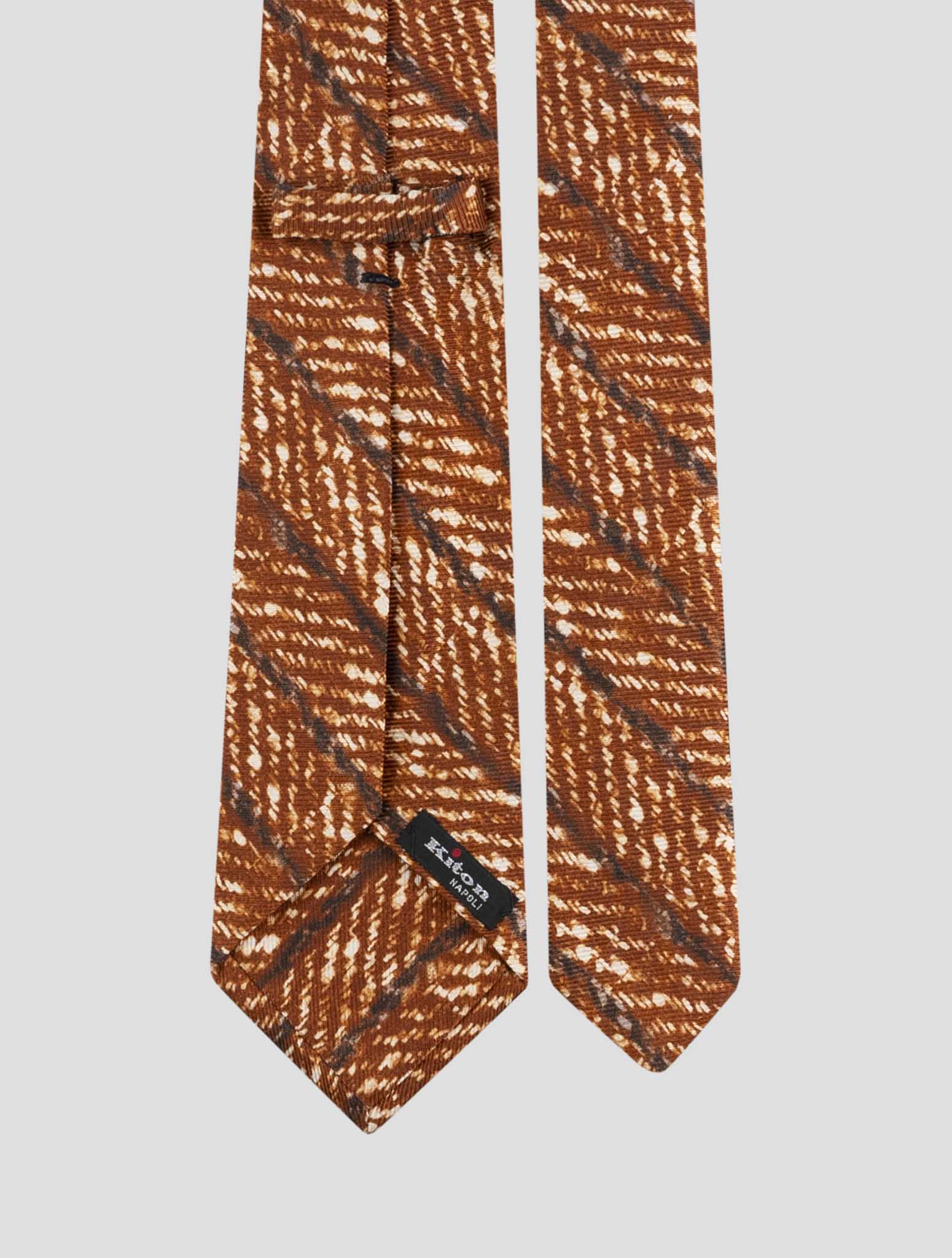 Kiton Orange White Silk Tie