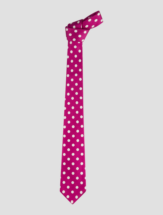 Kiton Fuchsia White Silk Tie