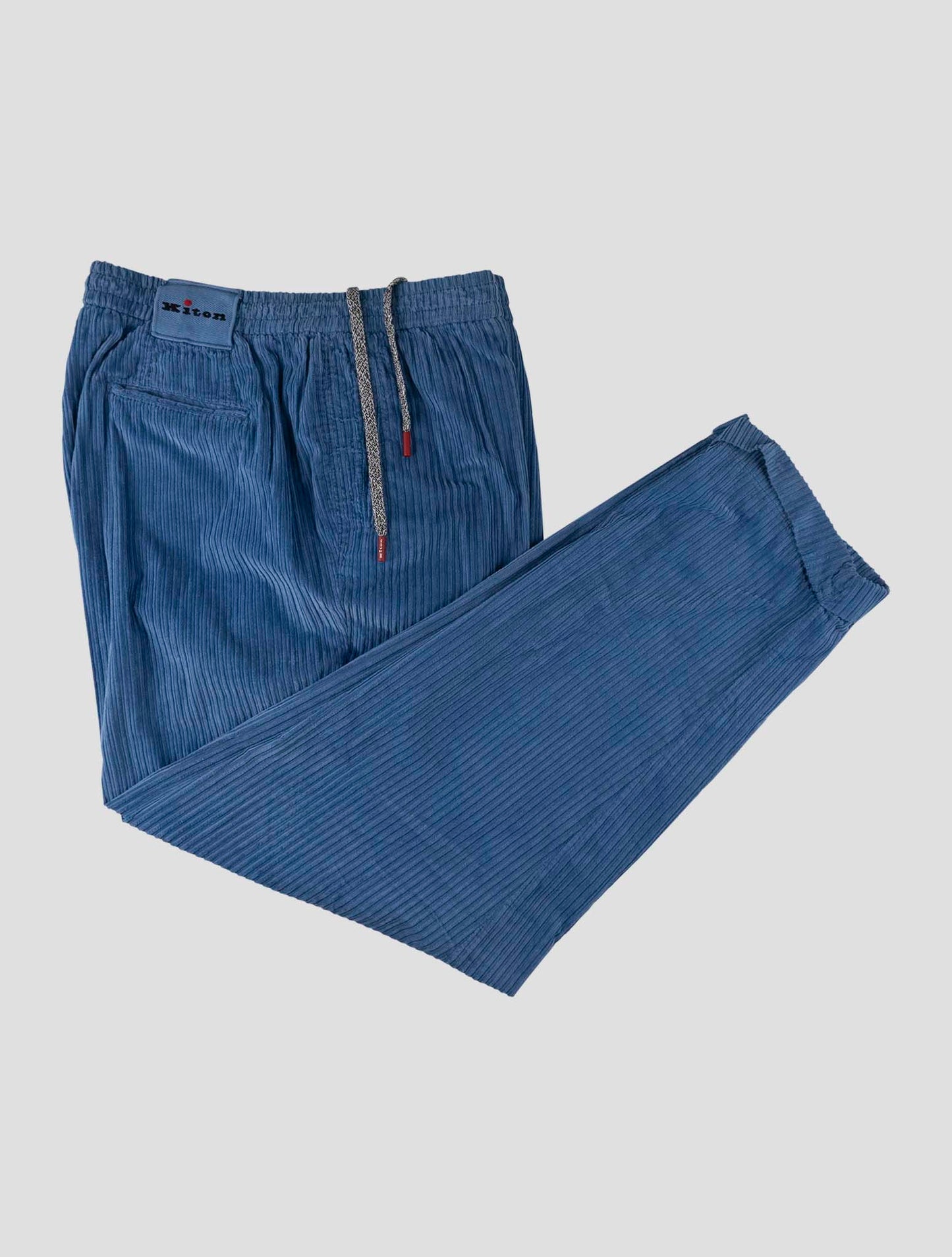 Kiton Blue Cotton Velvet Pants