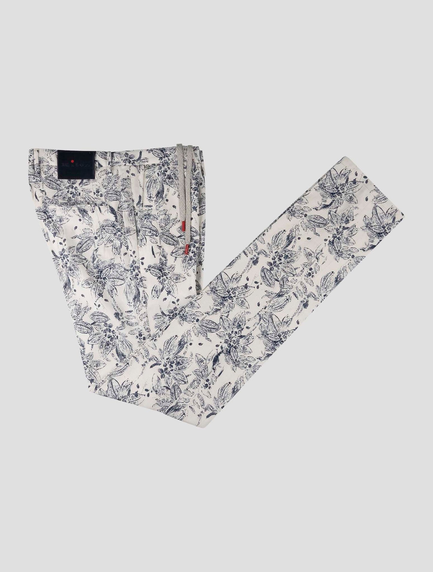 Kiton Blue White Cotton Pants