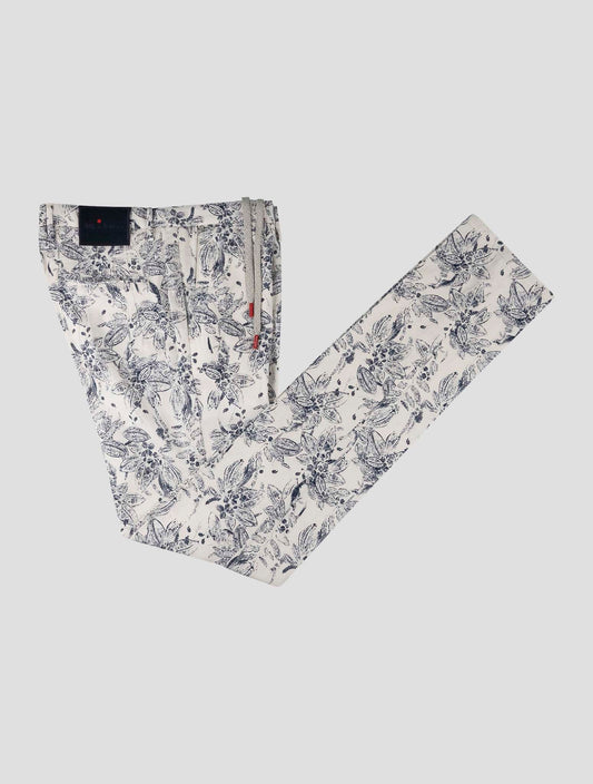 Kiton Blue White Cotton Pants