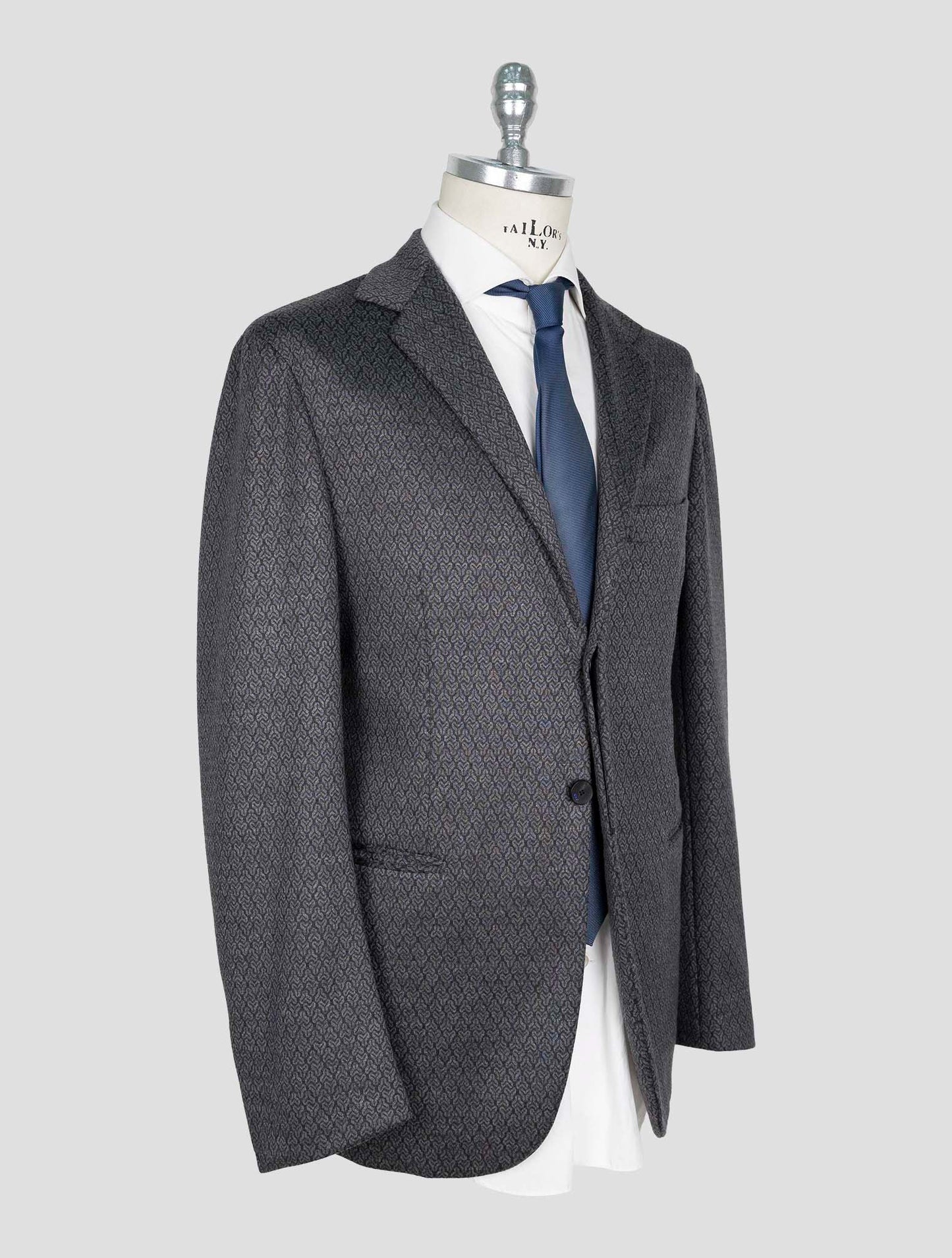 Kiton Knt Dark Gray Wool Cashmere Pl Blazer