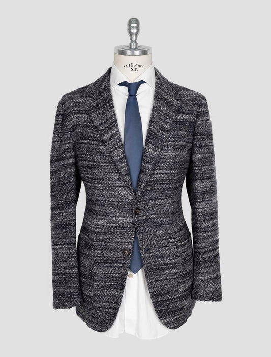 Kiton Dark Gray White Cashmere Silk Blazer