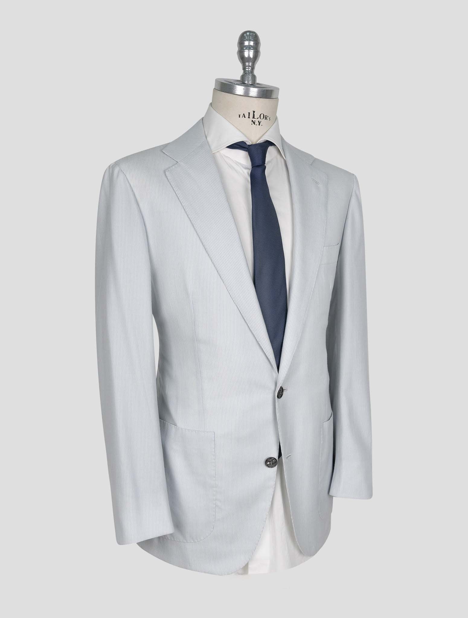 Kiton Light Blue White Cashmere Blazer