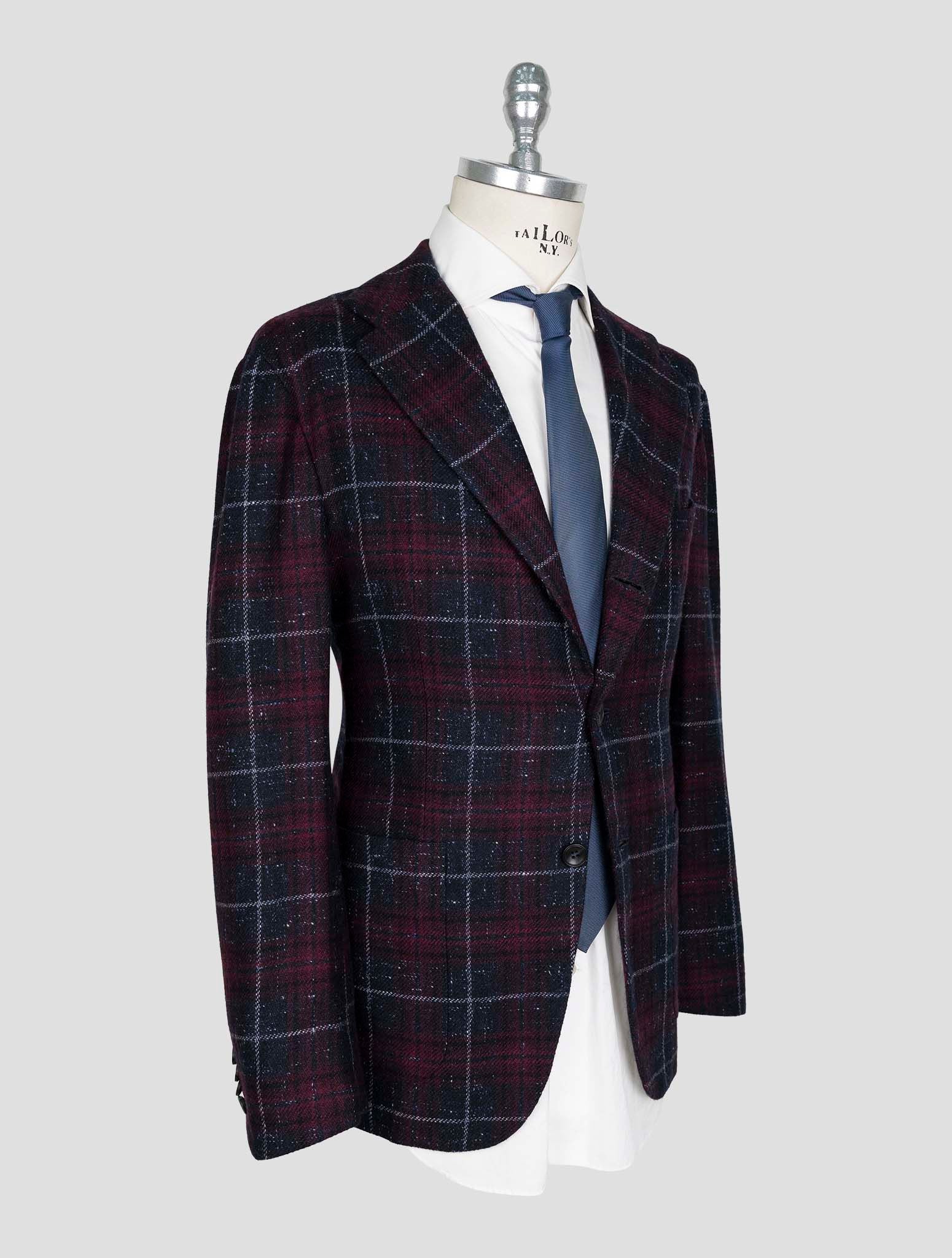 Kiton Burgundy Blue Cashmere Blazer