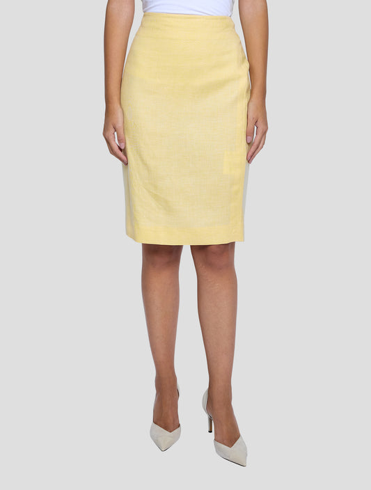 Kiton Yellow Cashmere Linen Silk Skirt Women