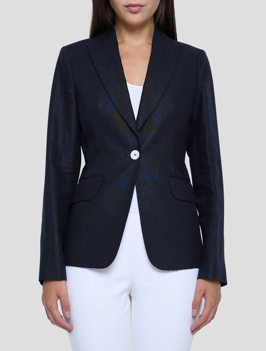 Kiton Black Linen Blazer Women