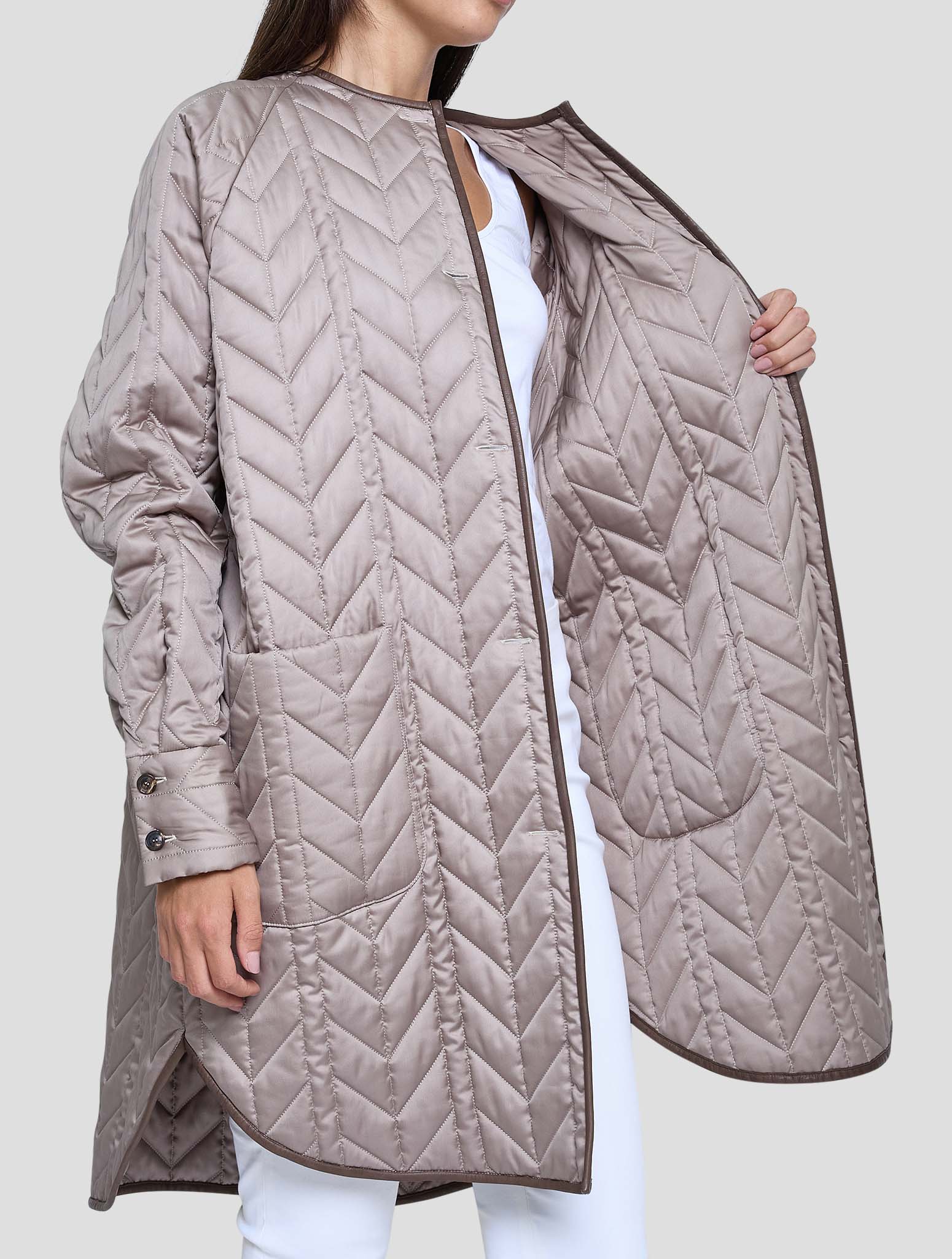 Kiton Brown Silk Overcoat Women