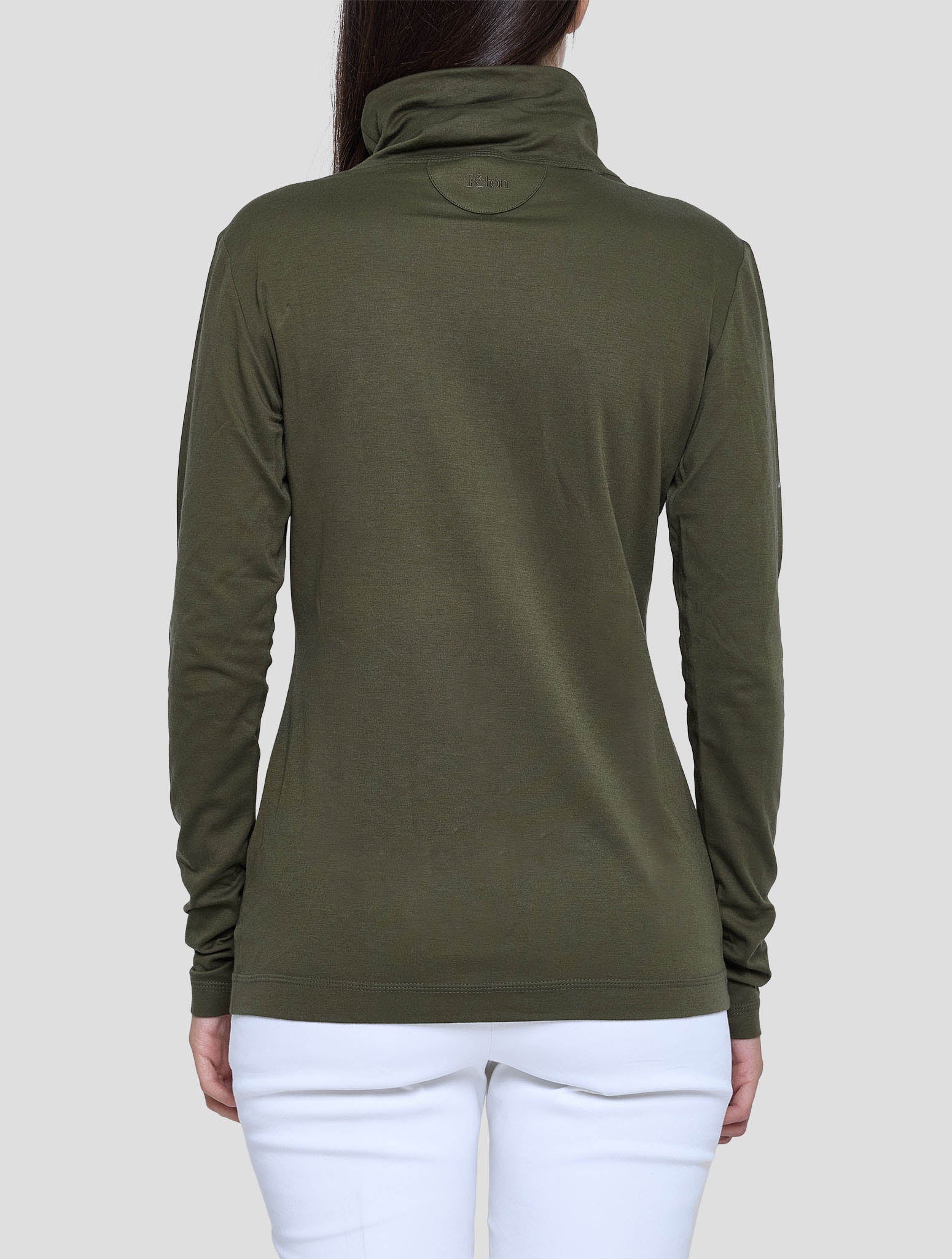 Kiton Green Cotton Sweater Turtleneck Women