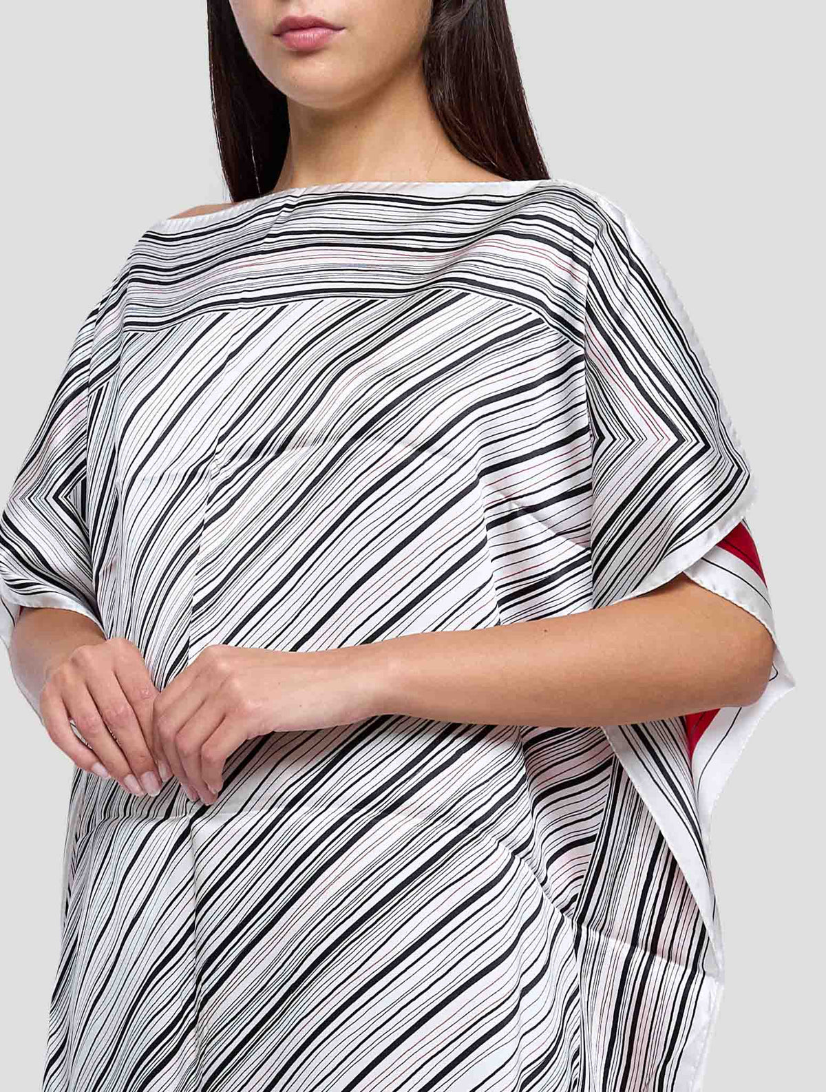 Kiton Red White Cotton Silk Blusa Women 90x90