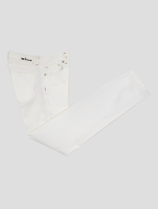 Kiton White Cotton Ea Jeans