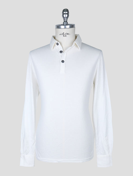 Kiton White Cotton Cashmere Sweater Polo
