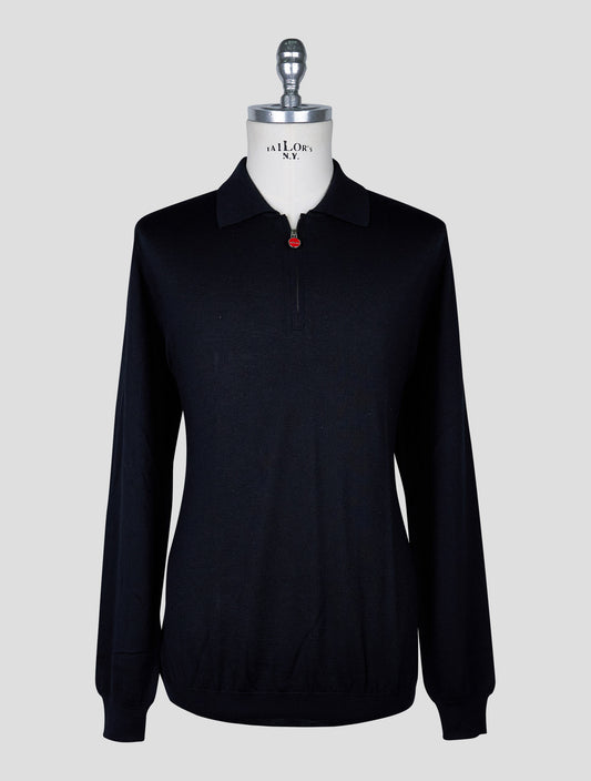 Kiton Black Cashmere Silk Sweater Polo
