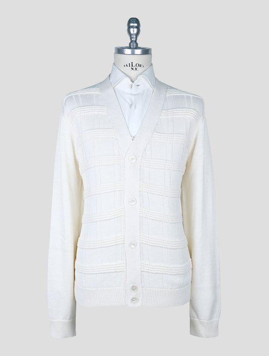 Kiton White Cotton Silk Cardigan