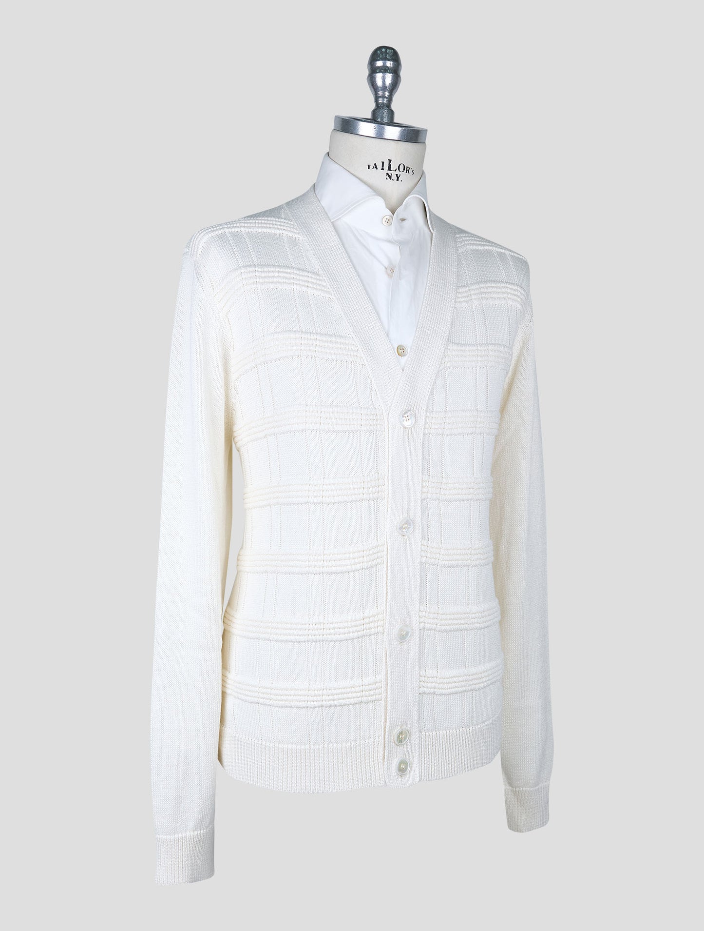 Kiton White Cotton Silk Cardigan