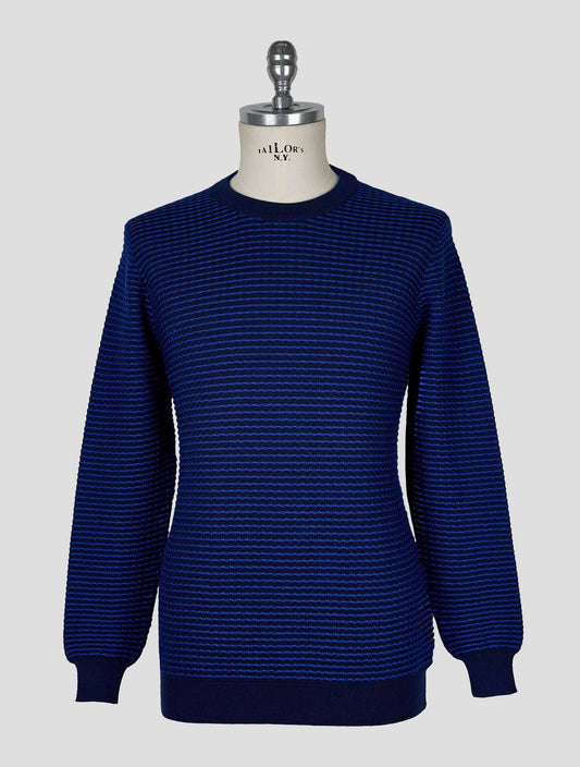 Kiton Blue Cashmere Silk Sweater Crewneck