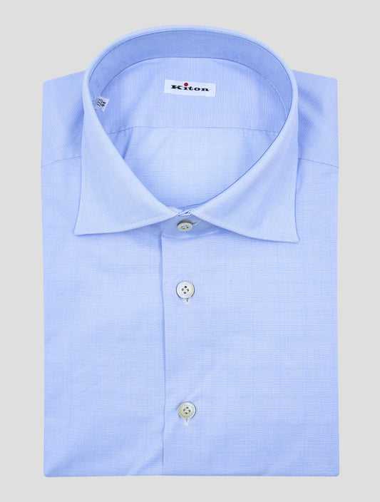 Kiton Light Blue White Cotton Shirt