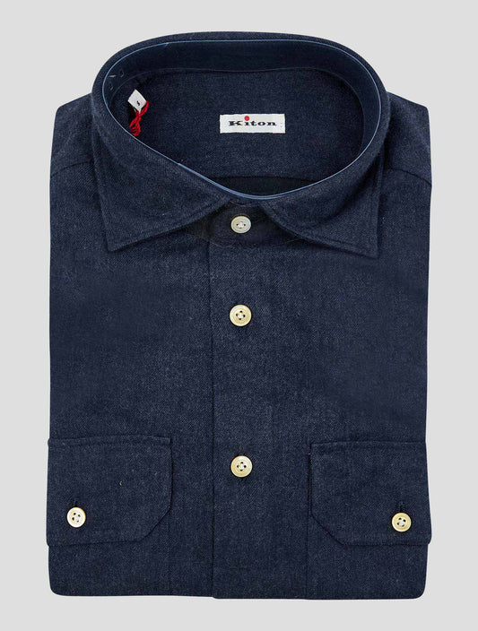 Kiton Blue Cotton Shirt