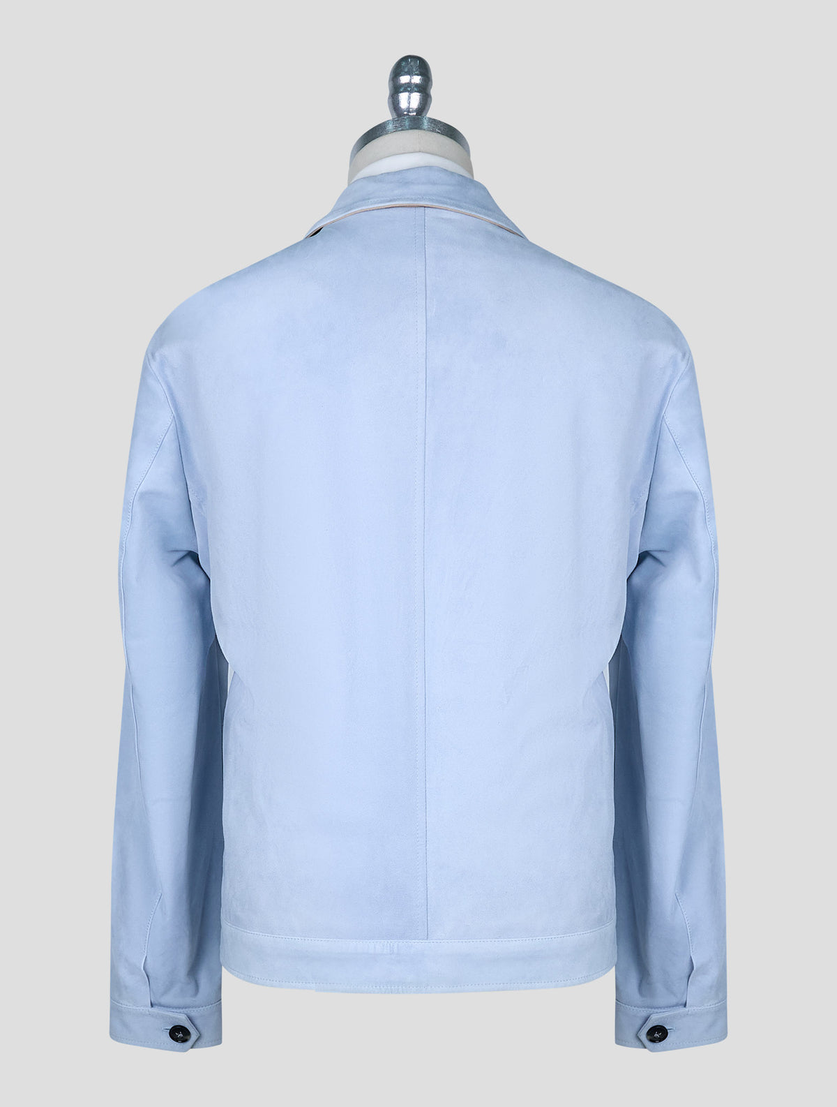 Kiton Light Blue Leather Suede Coat